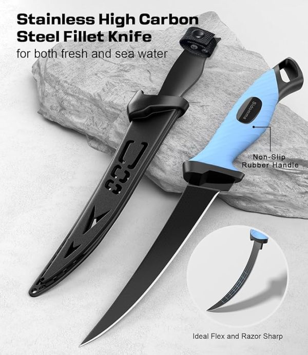 Pro Fishing Gear and Equipment Tools Accessories Kit with Fishing Pliers Fillet Knife Scissors Fish Lip Gripper Fish Ruler Fishing Gifts for Men Saltwater Fishing Fly Fishing Ice Fishing - Image 3